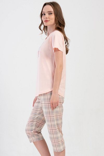VİENETTA Cotton Women's Short Sleeve Capri Pajama Set, 408487