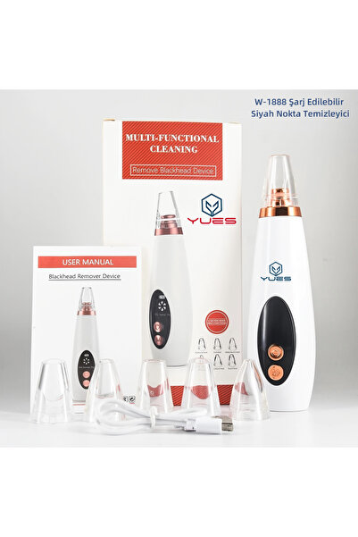 YUES Vakumlu Siyah Nokta Temizleme Cihazı – 3 Mod, Şarjlı, 6 Başlık, Akne/Komedeon Karşıtı Yüz Bakım