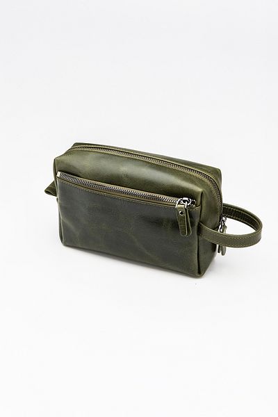 Niki Leather Чанта с цип David Khaki от естествена кожа