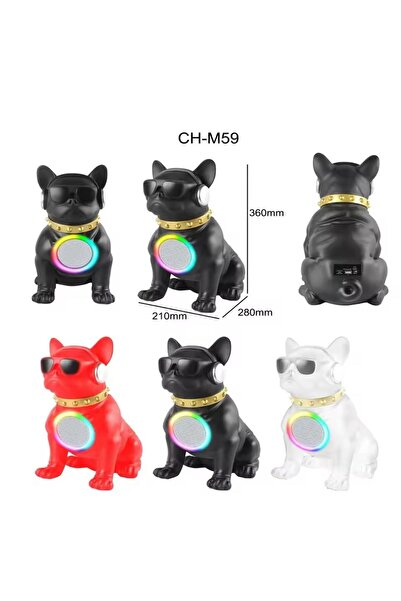 fortrek Desingshop Gözlüklü Bulldog Köpek Bluetooth Kablosuz Hoparlör Ses Bombası IŞIKLI