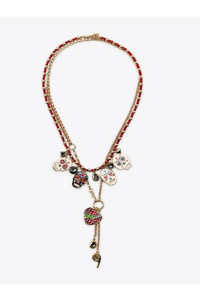 Unzilee Zra Model Enameled Skull 2-Piece Necklace Set