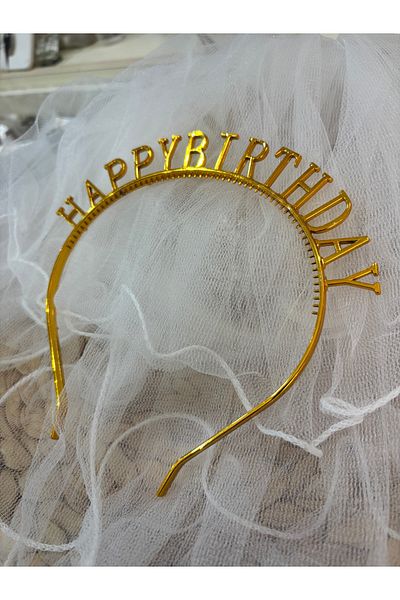 Deniz Party Store Gold Plastic Happy Birthday Crown Birthday Crown 1 Piece