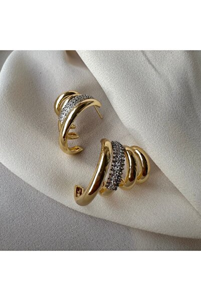 Jiwi أقراط نصف لولبية ذهبية ممتازة