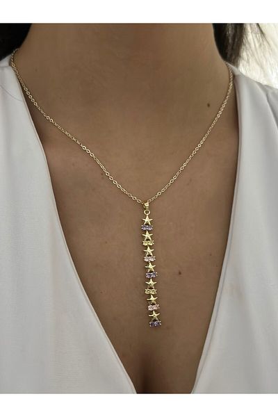 MyladyAccessoriess Colorful Stone and Star Detail Premium Necklace