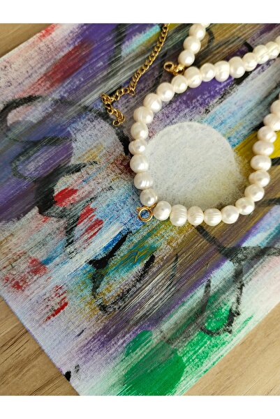 aysjwrlly Çeyrek altın yarım altın tam altın takmalı gerçek inci kolye / çeli...