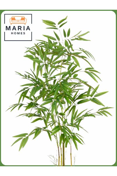 MARIA HOMES Artificial Bamboo Tree 130 cm – Indoor Decorative Plant with White Pot