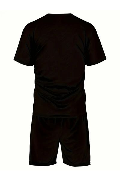 LAND MODA Fashion T-Shirt and Shorts Set for Men - Summer Two-Piece Outfit, Printed White T-Shirt,