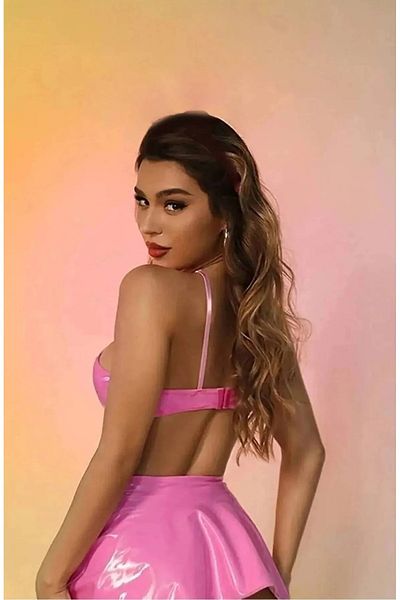 DOSESA Costum de noapte pentru femei, roz, cu urechi, cu bretele din piele