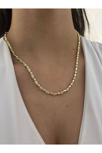 MyladyAccessoriess Row Drop Detail Steel Necklace
