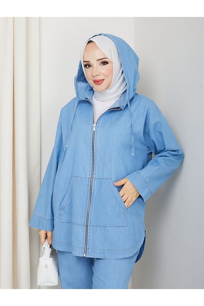 Pamuk Butik Women's Double Casual Jeans Set with Pockets and Trousers