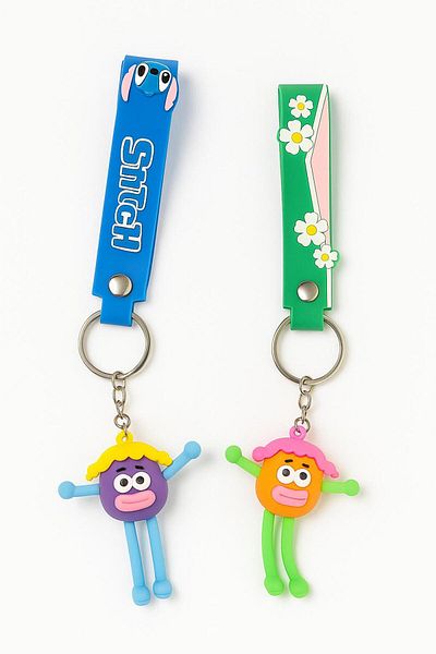 mlio Cartoon Character Cute 2-Piece Keychain