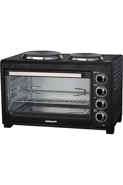 Admiral 45L Electric Oven with Hot Plates, Motorized Rotisserie, 2800W, Adjustable Temperature, 60 M