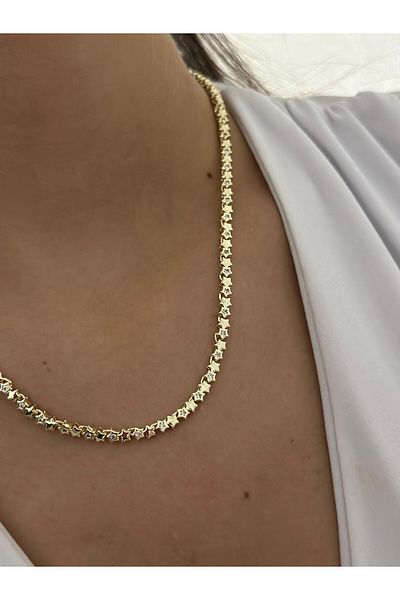 MyladyAccessoriess Row of Stars Detail Steel Necklace