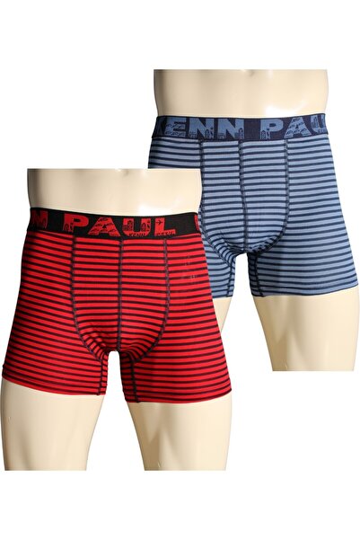 Viselya 2 Τεμάχια Ριγέ Βαμβάκι Πολυτελή Ανδρικά Μποξεράκια