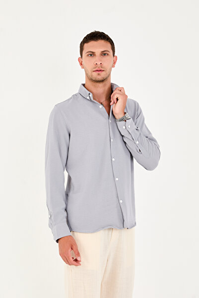 No Way Cămașă Aerobin cu mânecă lungă și guler cu nasturi pentru bărbați