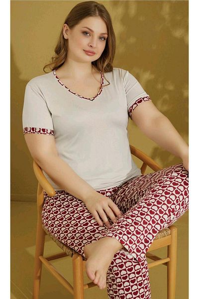 RAPAPA Women's Battal Plus Size Short Sleeve Pajama Set 9540