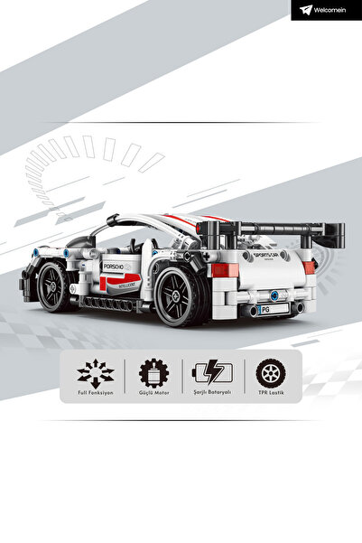 welcomein 1:16 430 Parça Porsche Model Lego Uyumlu Yapım Bloklu Uzaktan Kumandalı RC Araba +6 Yaş