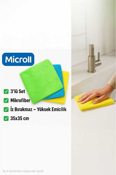 AYMETA Microfiber Cleaning Cloth Set of 3 |   Soft – Non-Marking – Absorbent |   35X35Cm |   Microll