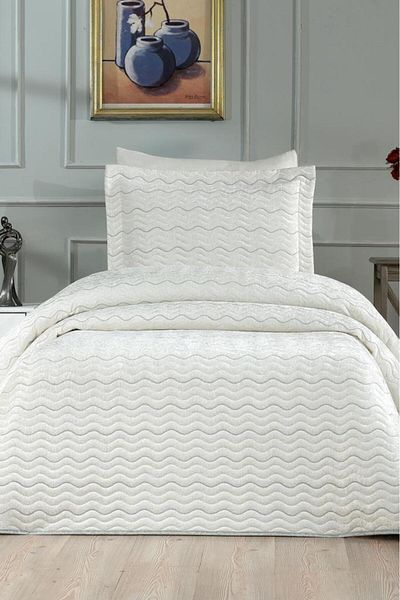 Çeyiz Diyarı Nova Single Bedspread Cream Gray