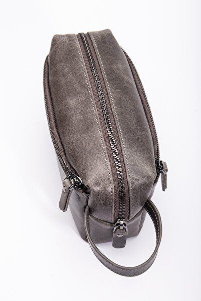 Niki Leather David Gray Genuine Leather Zippered Portfolio Handbag