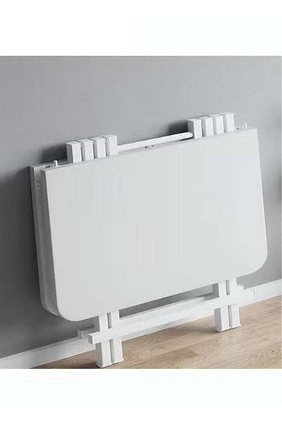 Taimi طقم طعام قابل للطي من 5 قطع، طاولة خشبية 100×60×74 سم مع 4 كراسي قابلة للطي بإطار معدني - أبيض