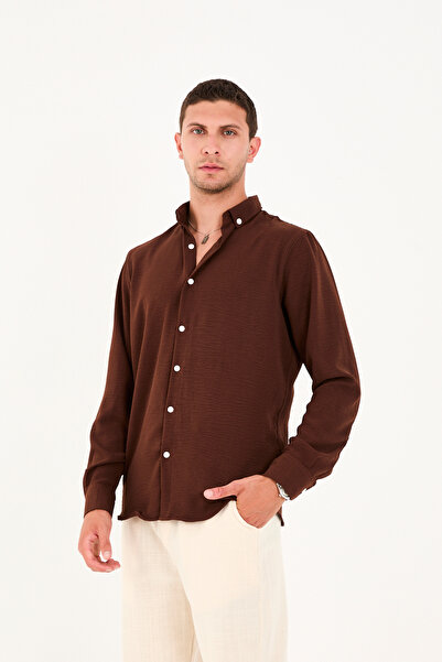 No Way Ανδρικό πουκάμισο με μακρύ μανίκι με κουμπιά με γιακά casual aerobin