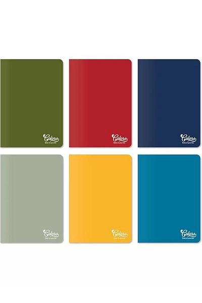 Mu Art Ahşap Colors Office Series, A5 60 Sheets Lined Cardboard Cover Notebook 6 Pack Colorful