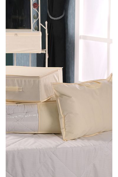 Vedsey Home Organizer Σετ 3 70x50 εκ. Μαξιλάρι & Organizer Ρούχων Hurç Cream