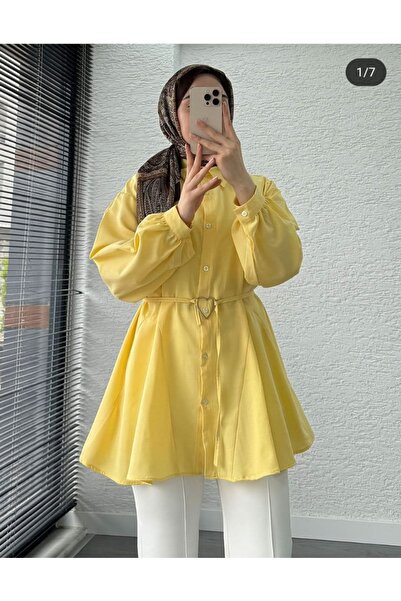 GÜLSEVEN Yeni sezon belden bağlamalı gömlek modeli