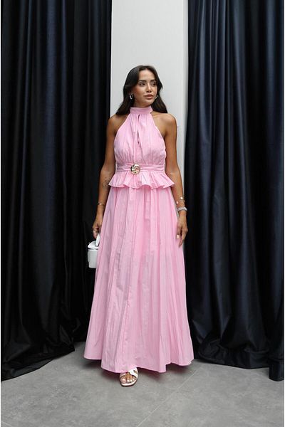 Havoş Pink Berha Hakim Collar Blouse Skirt Suit