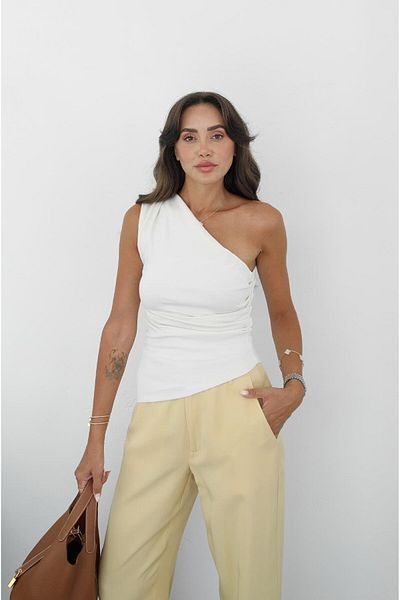 Havoş Ecru One Shoulder Open Blouse
