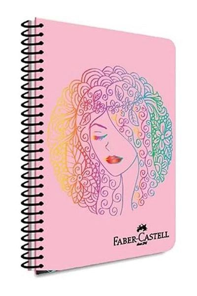 Mu Art Ahşap Faber-Castell Face Design Spiral Notebook, A4, 120 Sheets, 70g Paper, Lined, Durable Cover