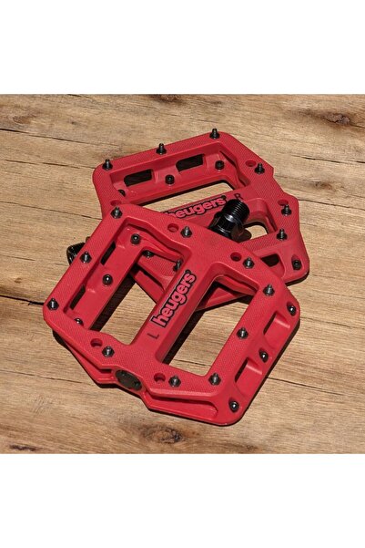 heugers EVO Çivili Pedal – Kompozit Plastik Gövde, Tek Rulmanlı, Kırmızı, MTB...