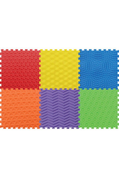 LUDIRO Sensory Puzzle Mat with 6 Different Textures, 60x60 cm, 12 mm EVA Foam, Tactile Play, Non-Slip
