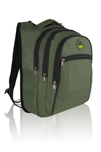 LUGMO School Bag 4 Pockets + Pen Holder Waterproof High School Middle School Bag Khaki Green