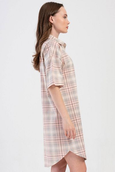VİENETTA Women's Cotton Off Shoulder All Button Short Sleeve Nightgown , 408492