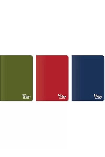 Mu Art Ahşap Colors Office Series, A5 60 Sheets Unlined Cardboard Cover Notebook 3 Pack, Red, Navy