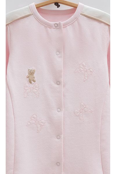 Caramell Baby Girl Romper (Bow & Teddy Embroidered) Options with & Without Booties (1-12 Months)