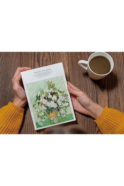 KYCBABY Caiet A5 fără linii cu copertă Van Gogh cu design special - poate fi deschis la 180 de grade, cu spate