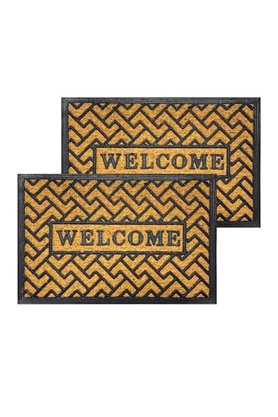 OPTIM DEKO Package 2 x Door mat, coconut fiber and rubber, model Welcome 3 - 60x40 cm