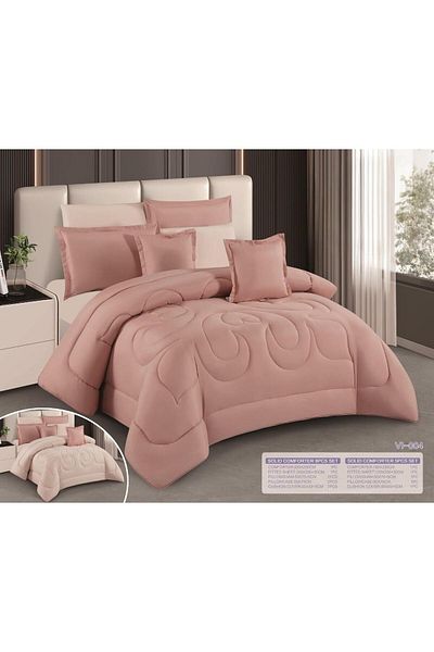 Moon King size, comfortable and soft, 6-piece double bed sheet set, two sides, checkered and plain, size 240x220 cm
