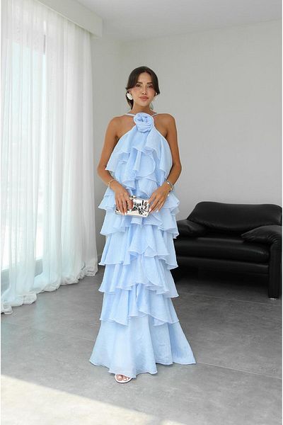 Havoş Baby Blue Rose Detailed Layered Dress