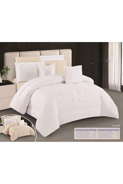 Moon King size, comfortable and soft, 6-piece double bed sheet set, two sides, checkered and plain, size 240x220 cm
