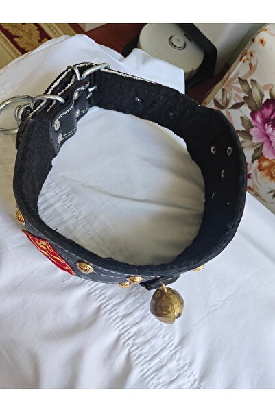KASTAMONU BEYZADE YÖRESEL PAZARI Leather Wide Leash with Bell Superman Logo D...