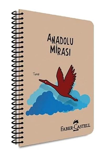 Mu Art Ahşap Faber-Castell I Spiral Notebook, A4, 80 Sheets, Checkered, 70g Paper, Anatolian Heritage Pattern, 500 Micro
