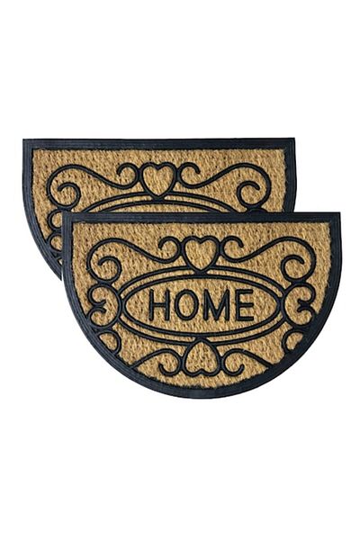 OPTIM DEKO Pachet 2 x Covoras intrare usa, fibra cocos si cauciuc, semicerc Home - 60x40 cm