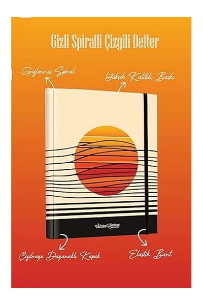 Mu Art Ahşap Hidden Spiral Notebook Hard Cover 192 Pages 96 Sheets 17X24 cm 90Gr. Striped