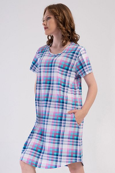 VİENETTA Cotton Women's Plus Size Short Sleeve Nightdress, 409152