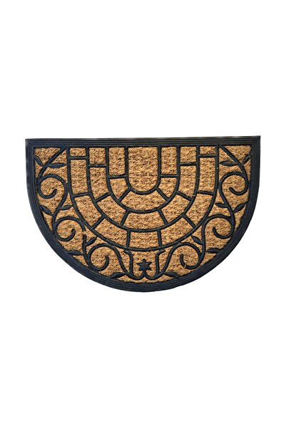 OPTIM DEKO Covoraș de ușă, fibră de cocos și cauciuc, semicerc, Classic - 60x40 cm