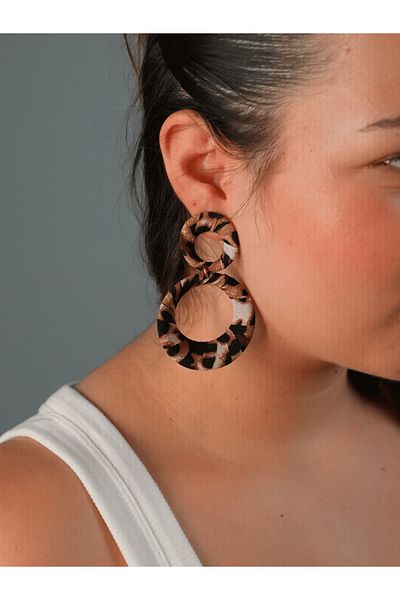 Sumen Butik Leopard Pattern Dangle Earrings